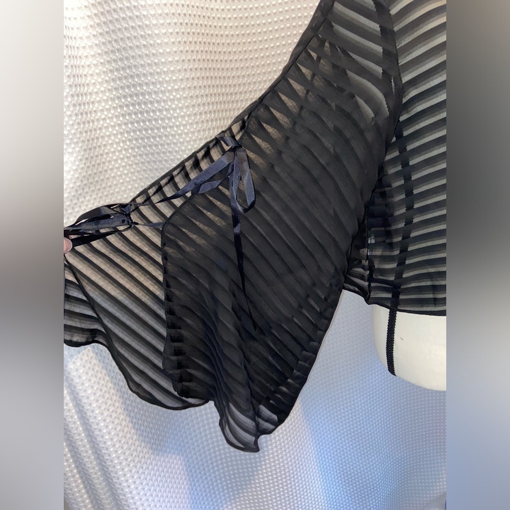 Women’s BEDO semi sheer black long flared open‎ sleeves cover up Top size S/M - Picture 5 of 9